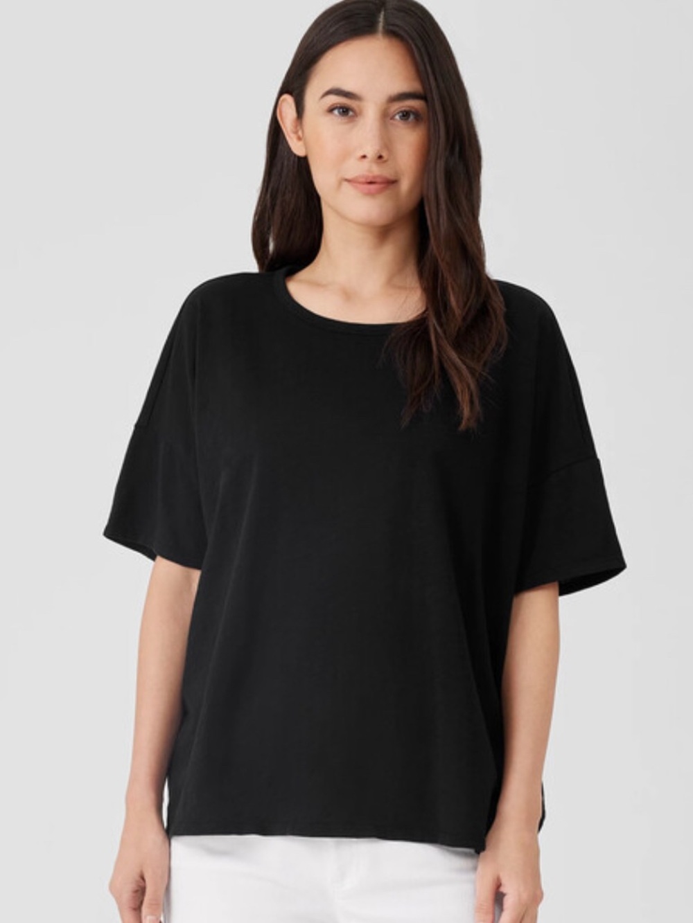 Eileen Fisher Cozy Organic Cotton Slub Crewneck Short Sleeve Box Top Size 1X
